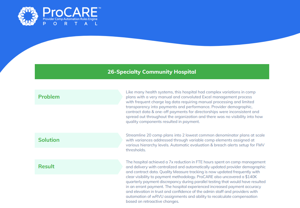 [ProCARE Case Study] 26-Specialty Community Hospital